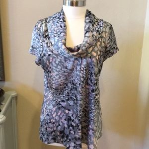 Charmeuse abstract print blouse